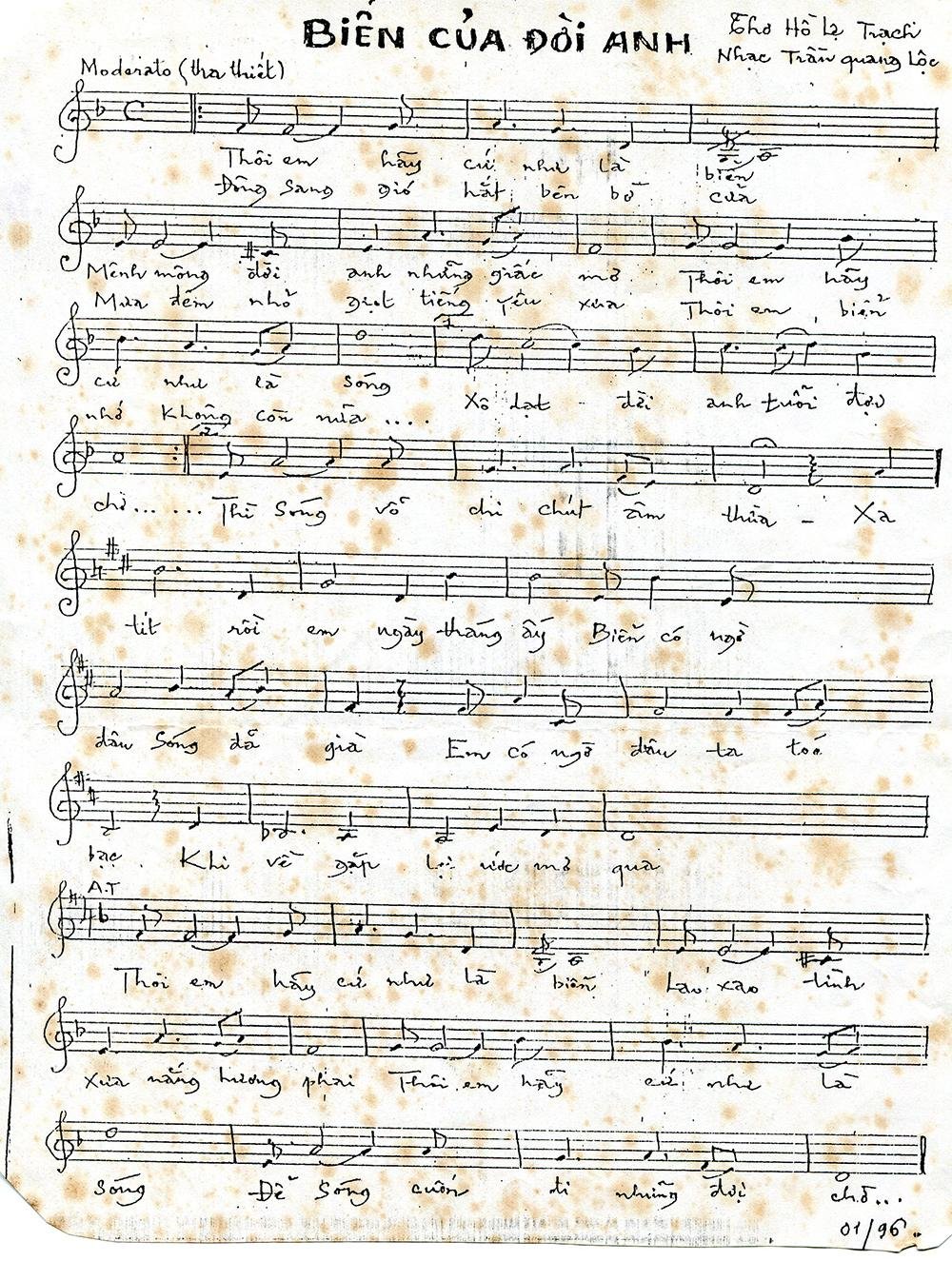 Sheet nhạc Biển Của Đời Anh